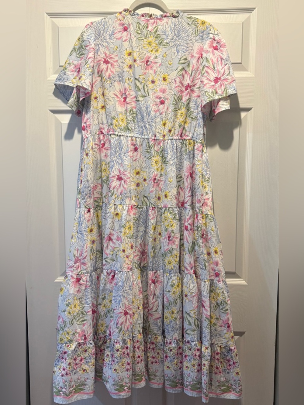 Crown & Ivy floral v neck tiered lightweight maxi dress Easter spring pastel XL - Picture 2 of 10